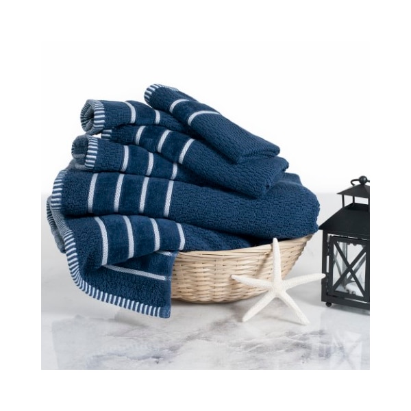 Hastings Home 6-piece 100-percent Cotton Towel Set with 2 Bath Towels, 2 Hand Towels and 2 Washcloths (Navy) 687553DWF - main